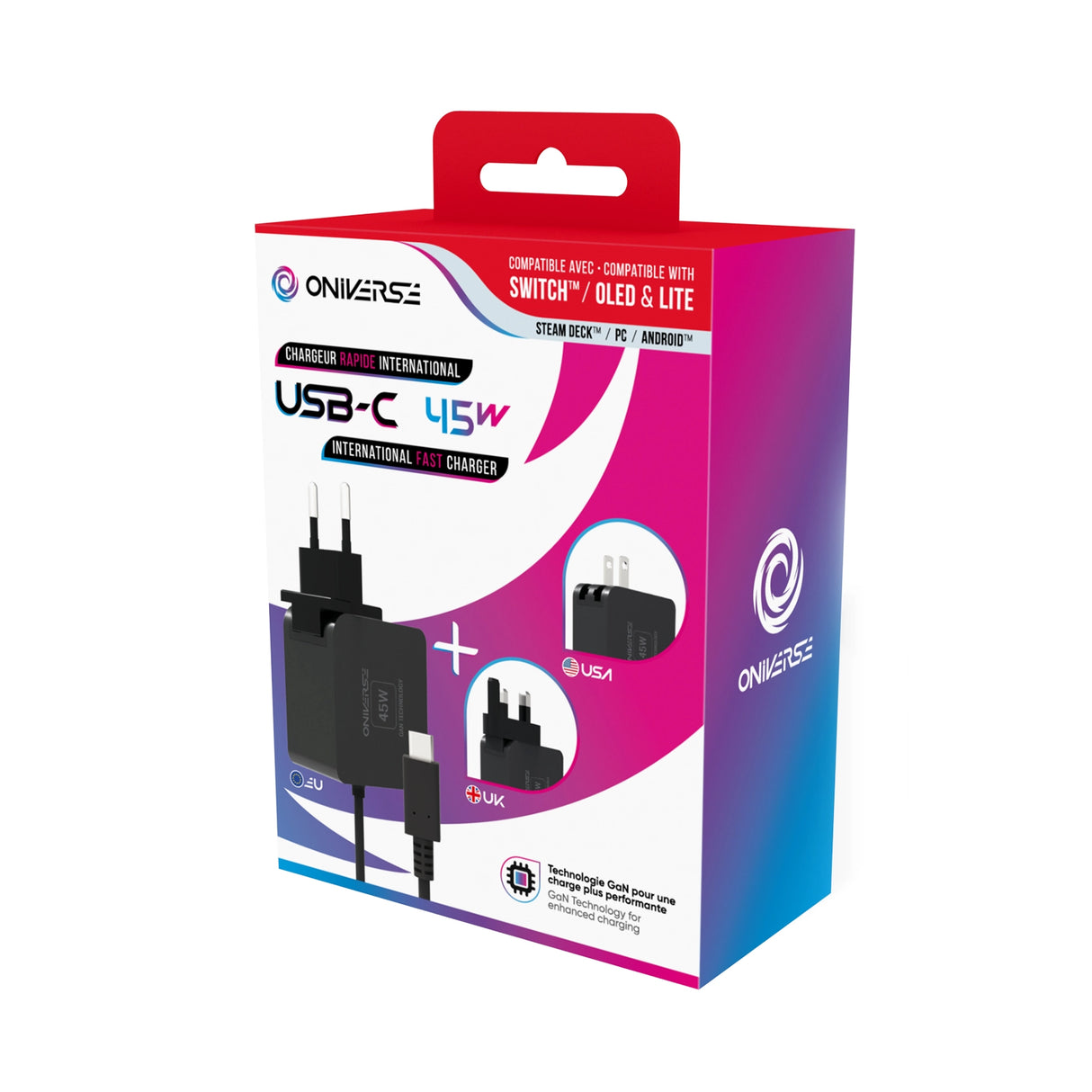 45W USB-C Charger für Reisen (UK/US/EU) - Gaming -Zubehör