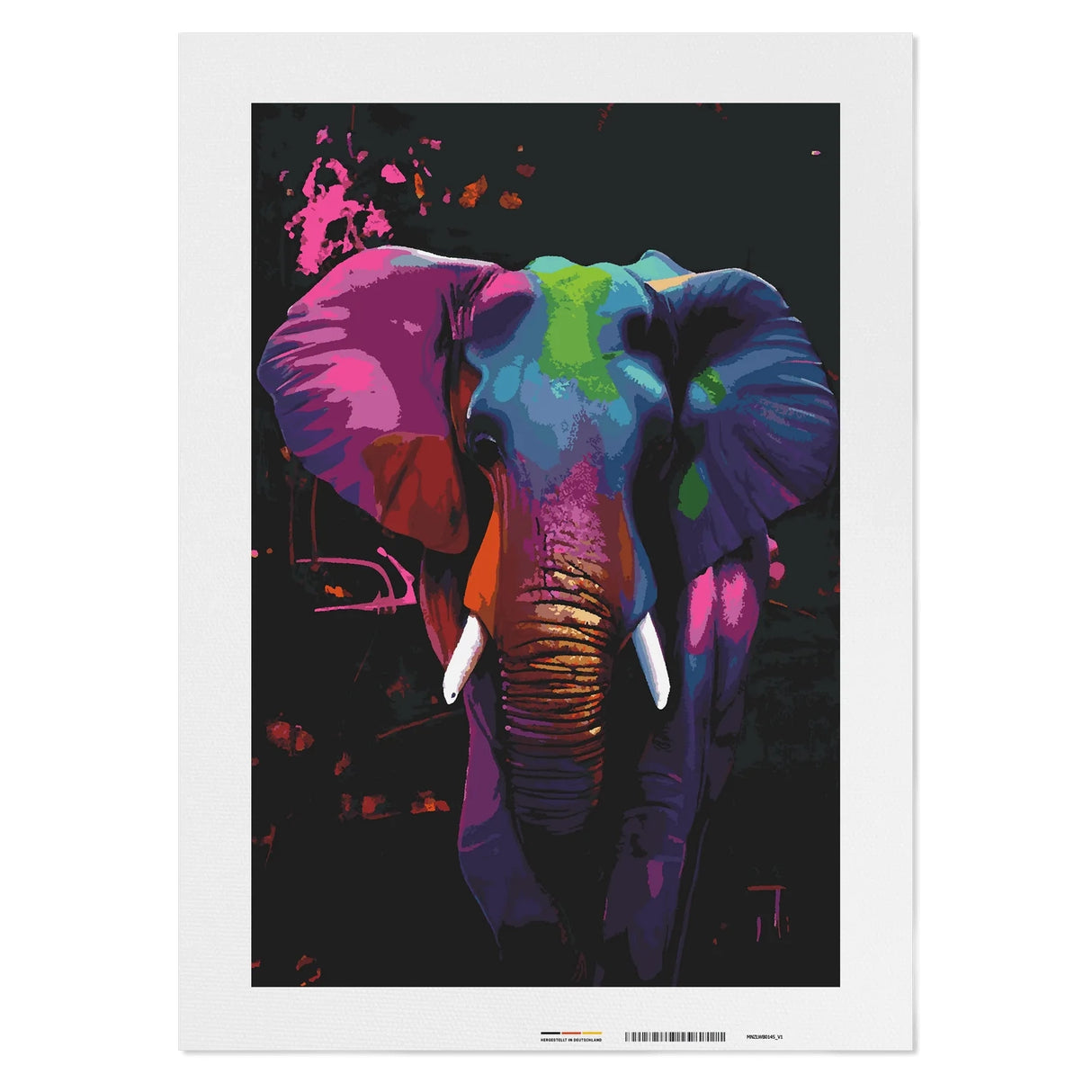 Elefant in Neon - Malen nach Zahlen