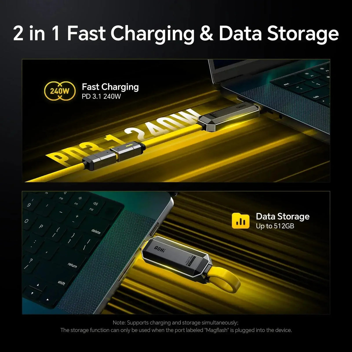 Le futur Magflash 2-en-1 : chargeur et stockage de données de 512 Go - Câble