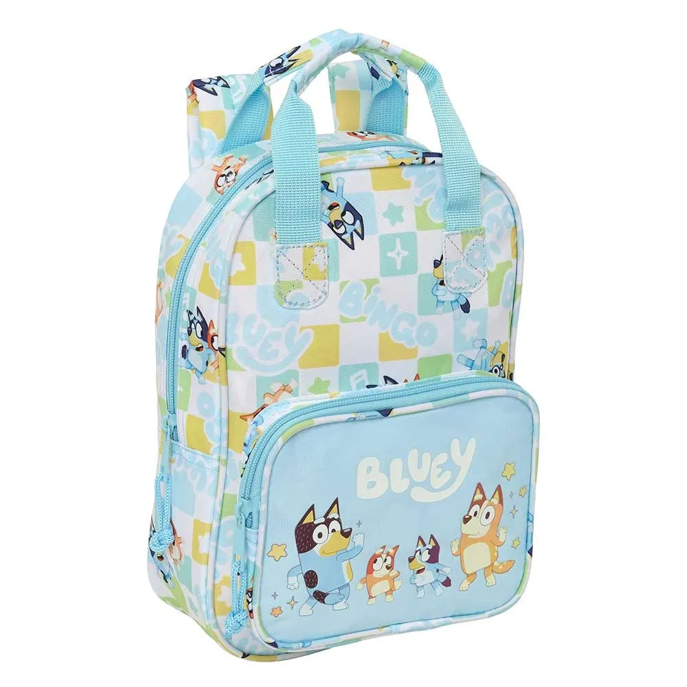 Bluey und Bingo Rucksack mit Karomuster und Figuren