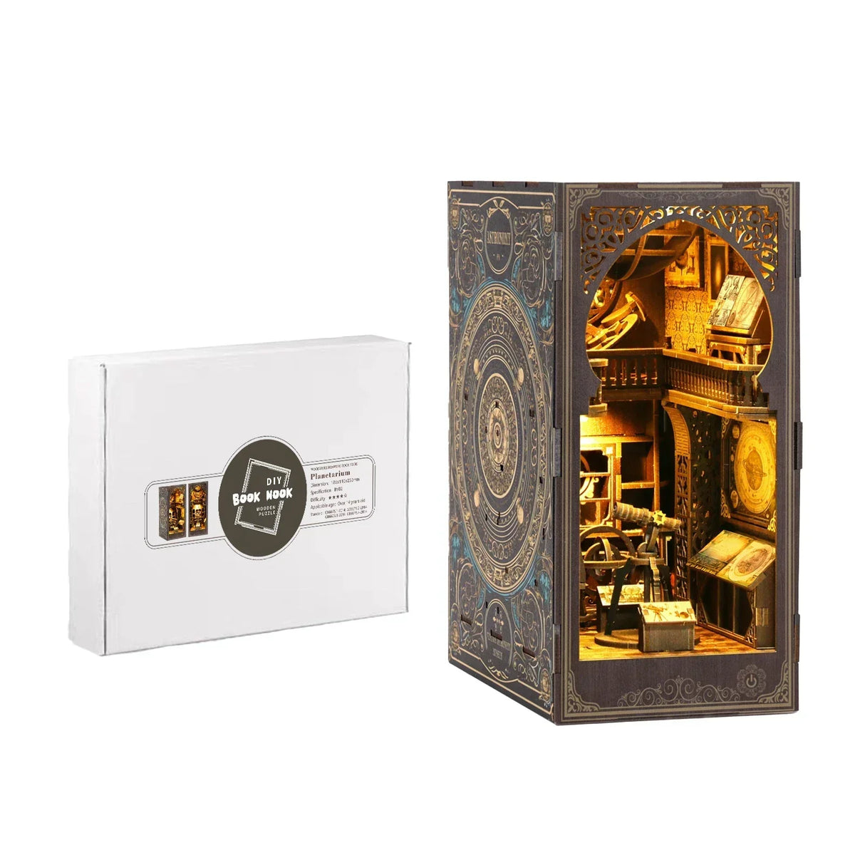 DIY Book Nook Planetenarium Holzpuzzle mit offener Box