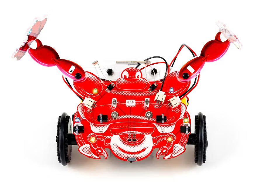 CircuitMess Dusty Roboterkrabbe mit beweglichen Scheren-Armen von vorne