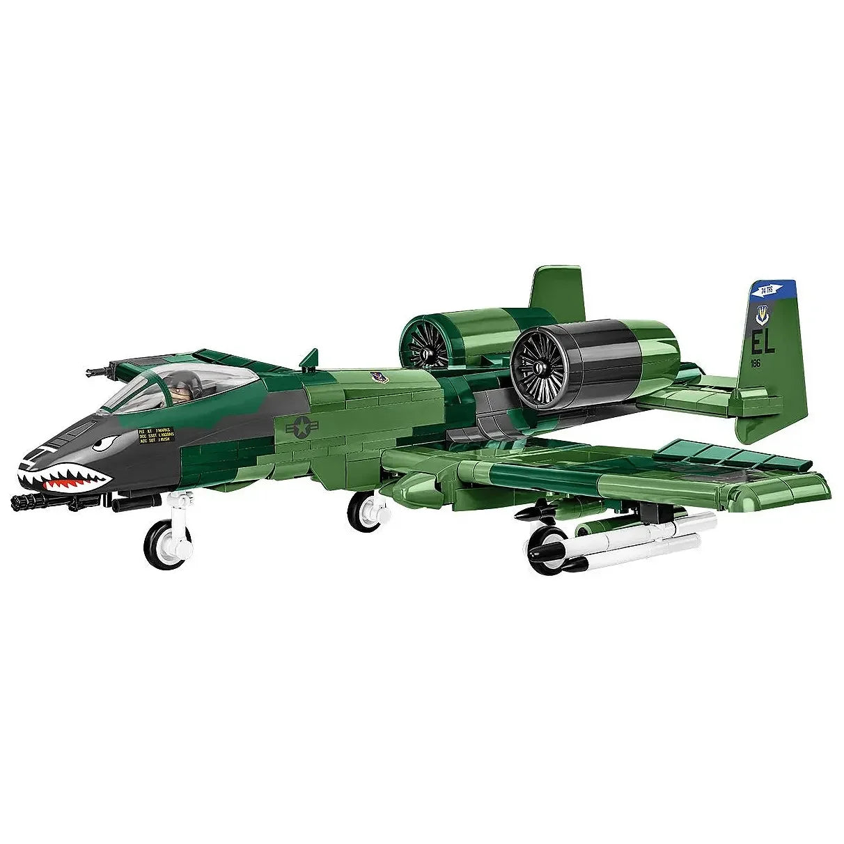 Grünes und schwarzes A-10 Thunderbolt II Modellflugzeug mit Haifischmaul-Nase
