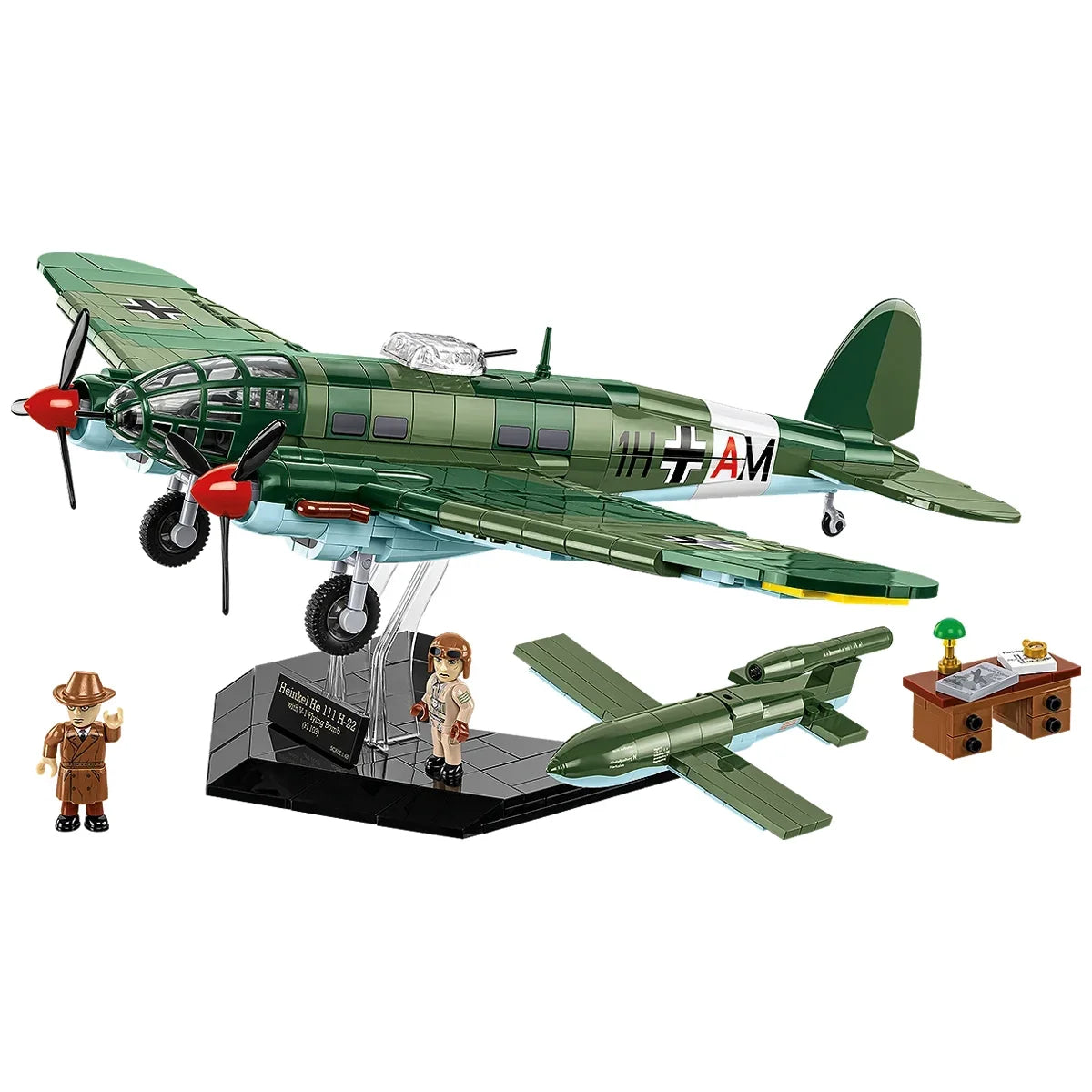 Kampfflugzeug Heinkel HE 111 H-22 mit V1 Rakete - Klemmbausteine