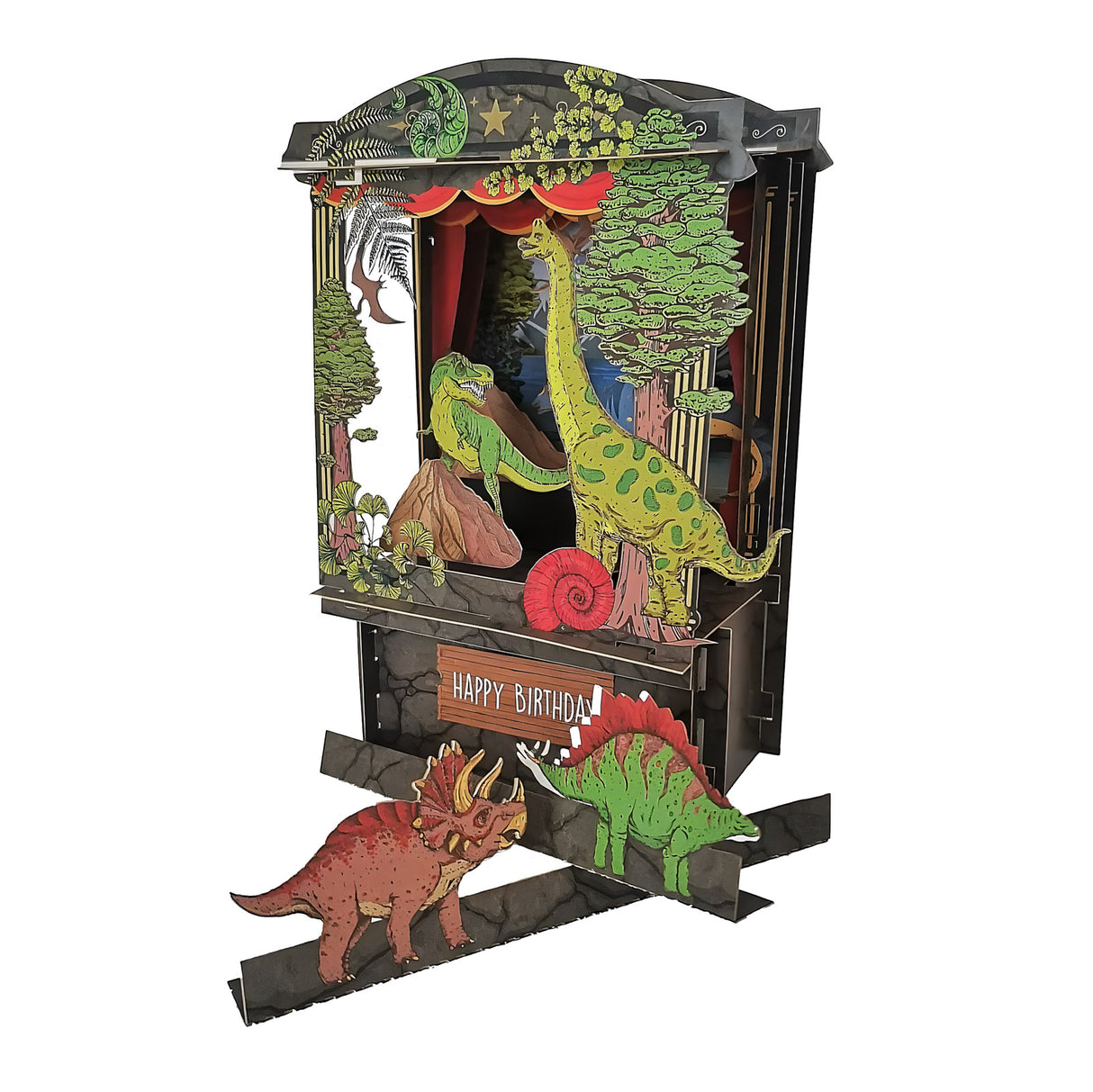 Dinosaurier-Theater - 3D Pop-Up Geburtstagskarte