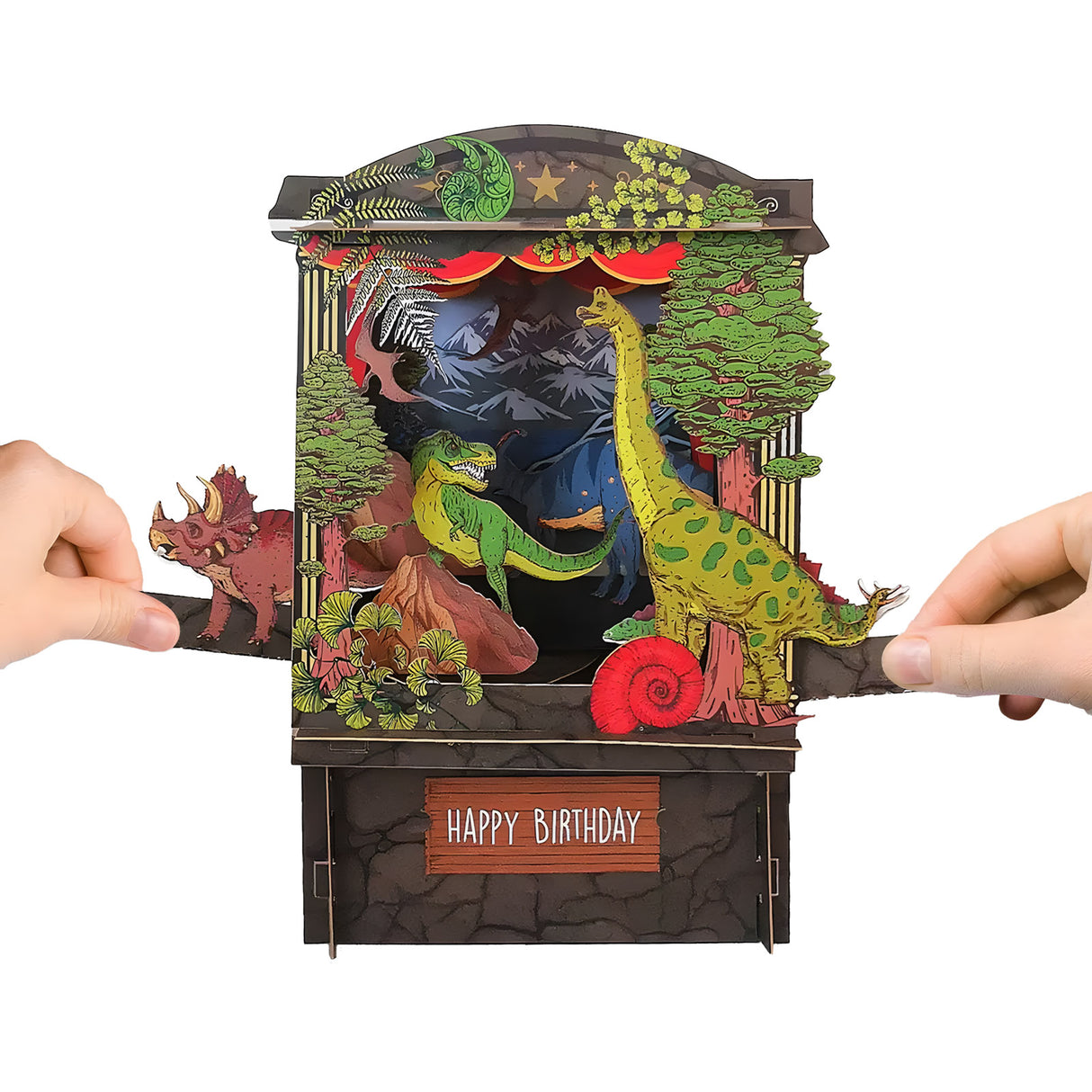Dinosaurier-Theater - 3D Pop-Up Geburtstagskarte
