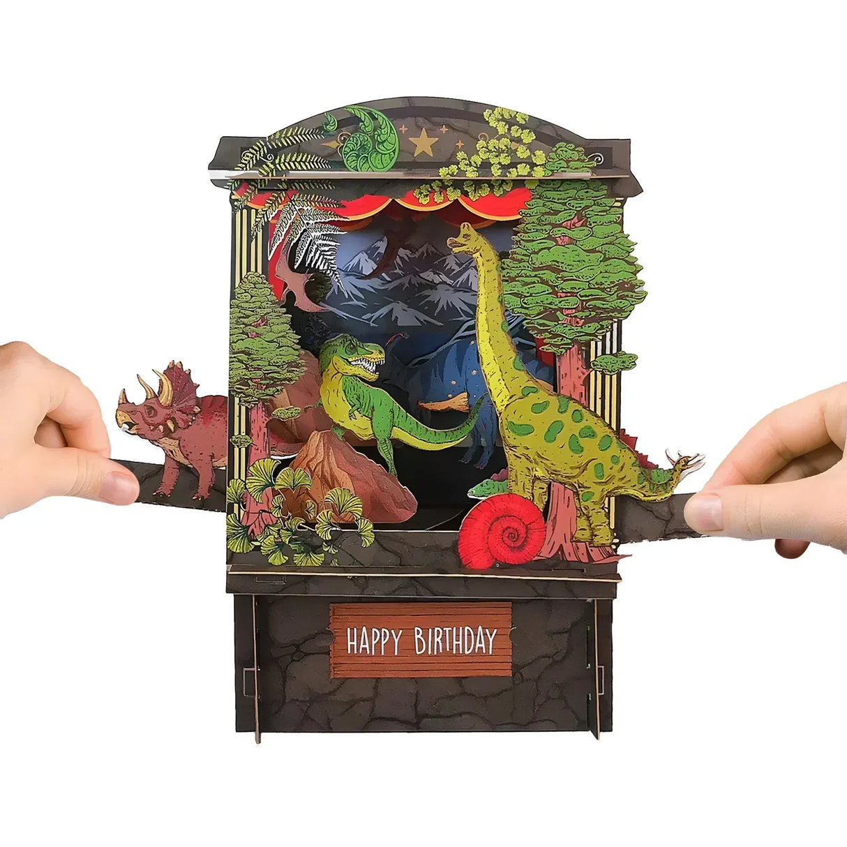 Dinosaurier-Theater - 3D Pop-Up Geburtstagskarte