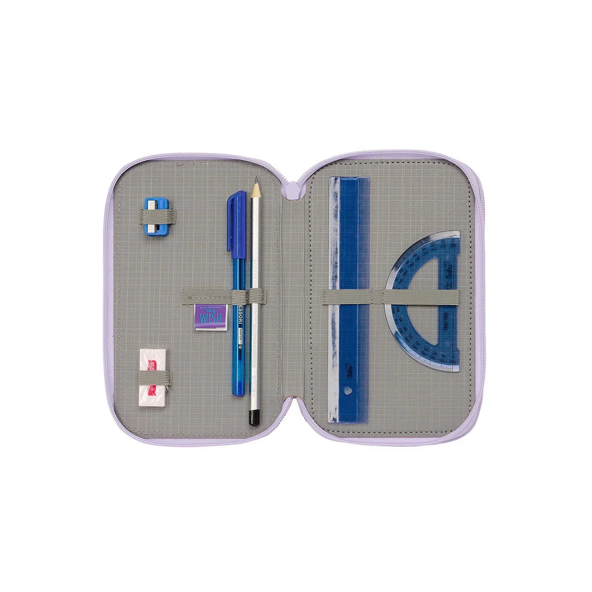 Wish - Trousse comprenant stylos, taille-crayon et gomme (28 pièces)
