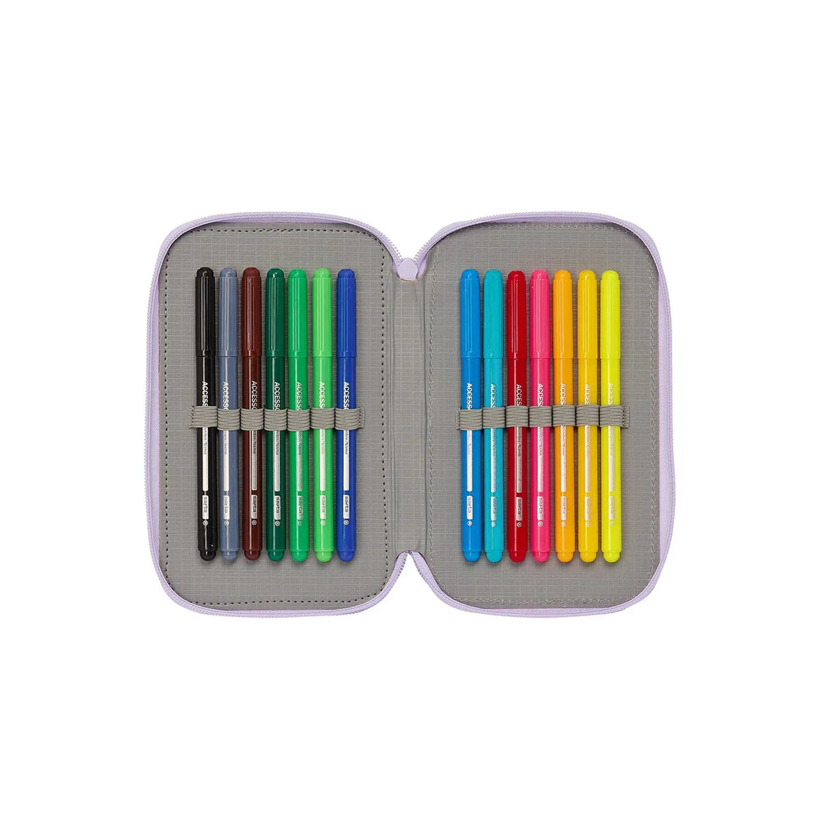 Wish - Trousse comprenant stylos, taille-crayon et gomme (28 pièces)