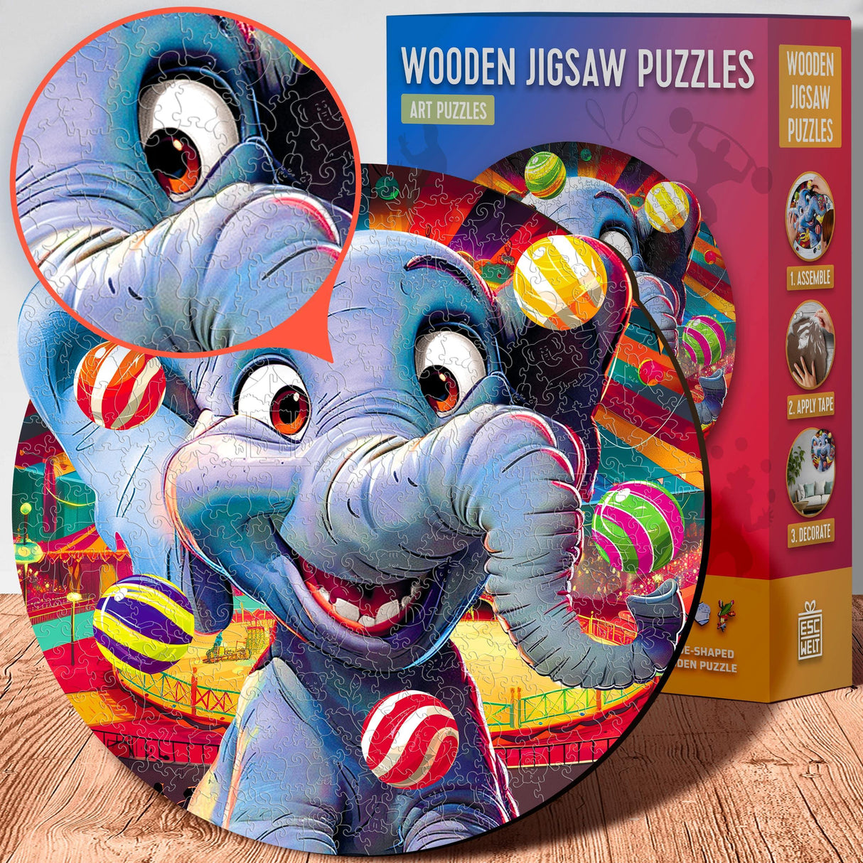 Éléphant (200 pièces) - Puzzle en bois
