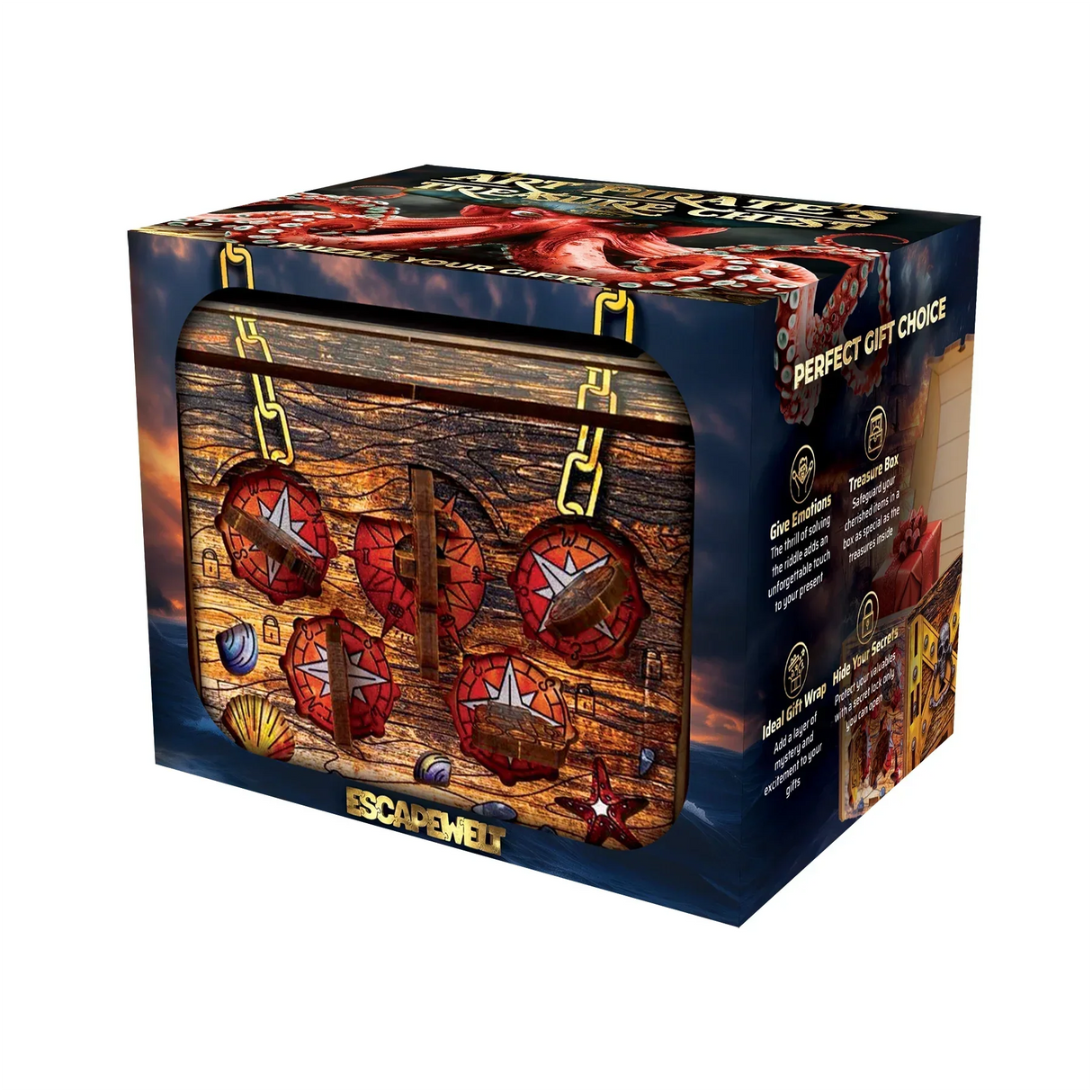 Coffret secret artistique « Coffre au trésor de pirate » - Boîte à énigmes