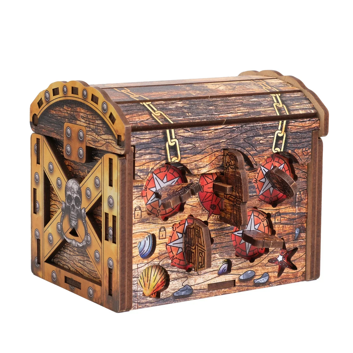 Coffret secret artistique « Coffre au trésor de pirate » - Boîte à énigmes