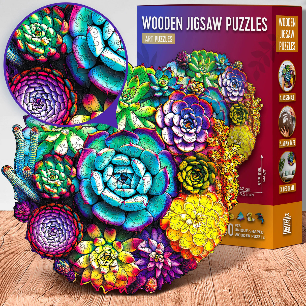 Sukkulenten (200 Teile) - Holzpuzzle