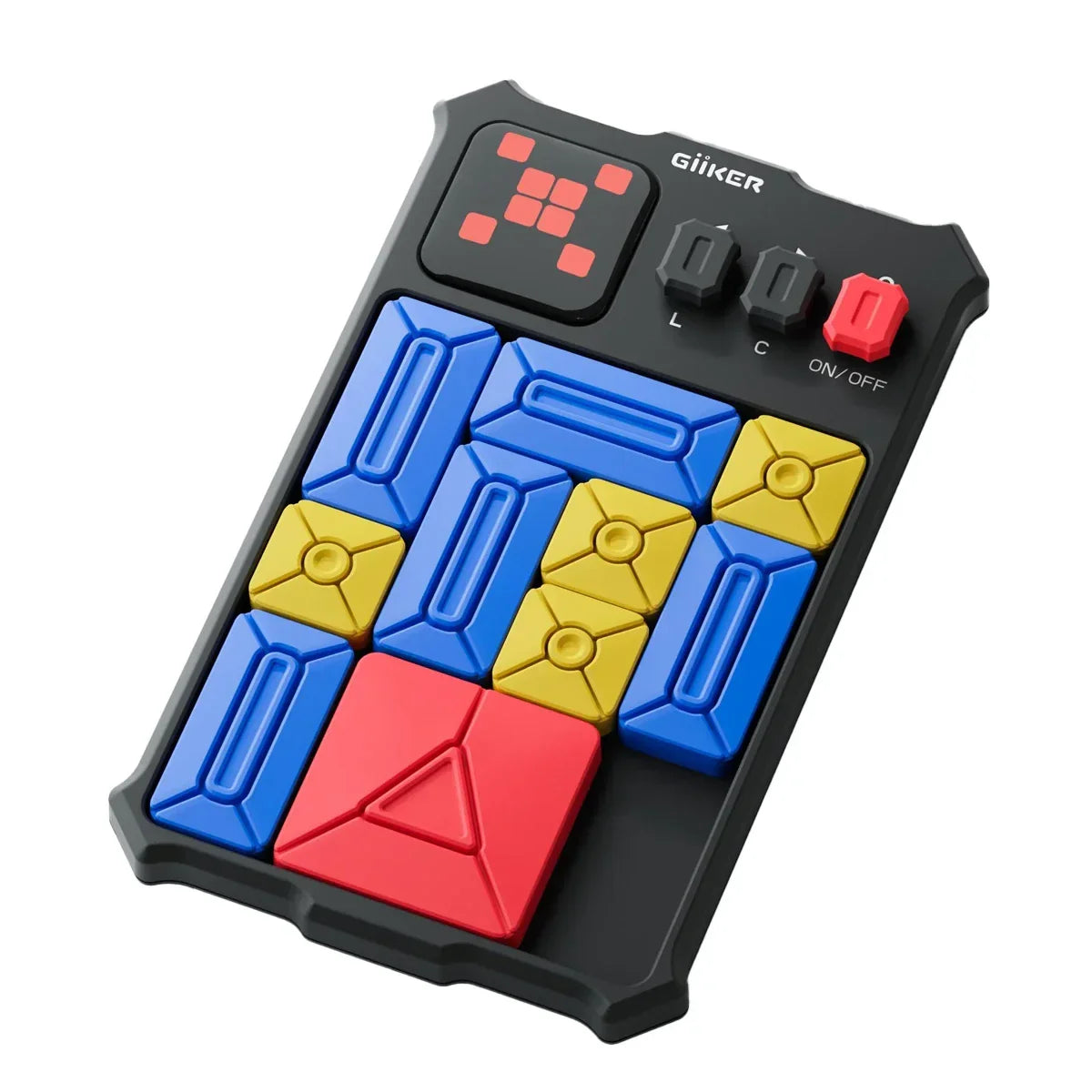 Giiker Schiebepuzzle mit blauen, gelben und roten Teilen
