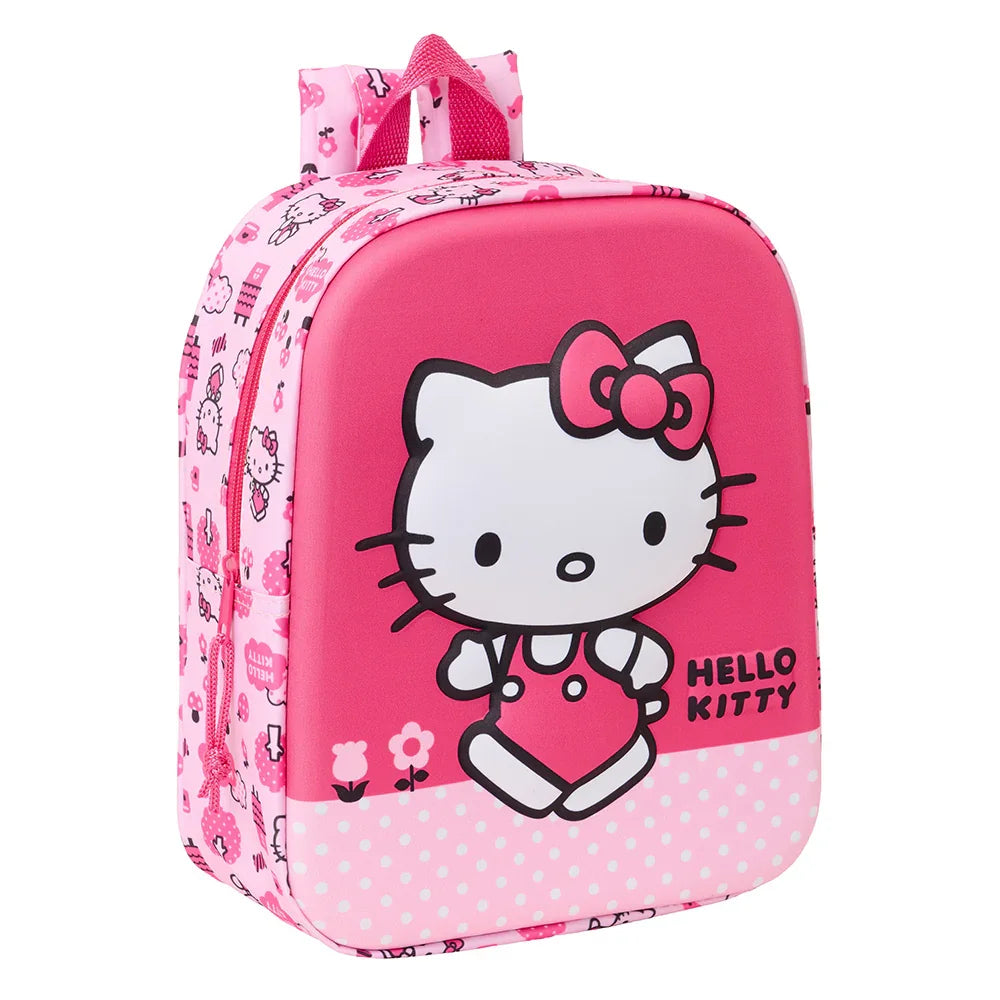 Rosa Hello Kitty Rucksack mit Hello Kitty Figur und Tupfenmuster