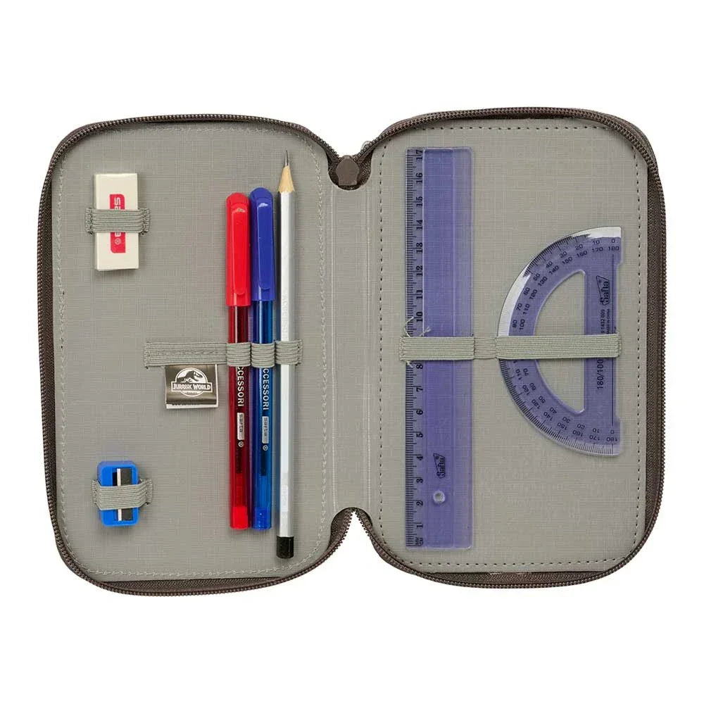 Jurassic World "T-Rex" – Trousse avec crayons, taille-crayon et gomme (37 pièces)