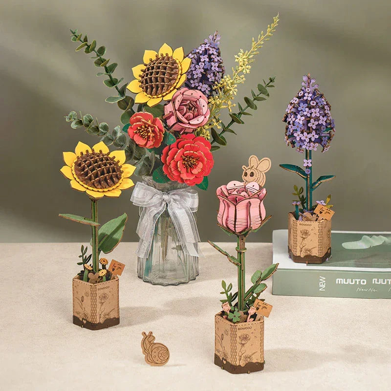 Camélias rouges - Kit de fleurs en bois