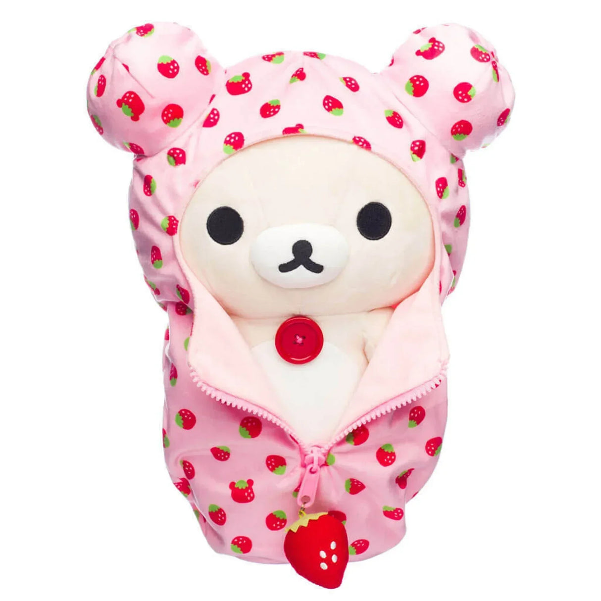 Korilakkuma dans un sac de couchage fraise - peluche