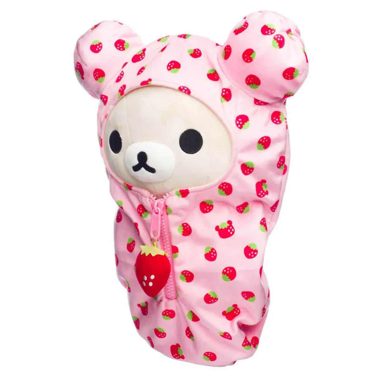 Korilakkuma dans un sac de couchage fraise - peluche