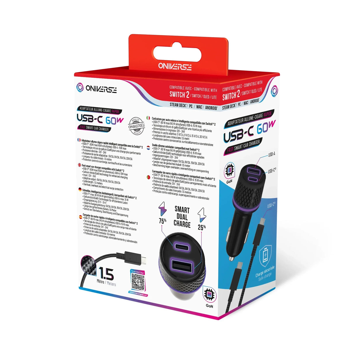 Adaptateur secteur pour voiture (60 W) - Accessoires de jeu