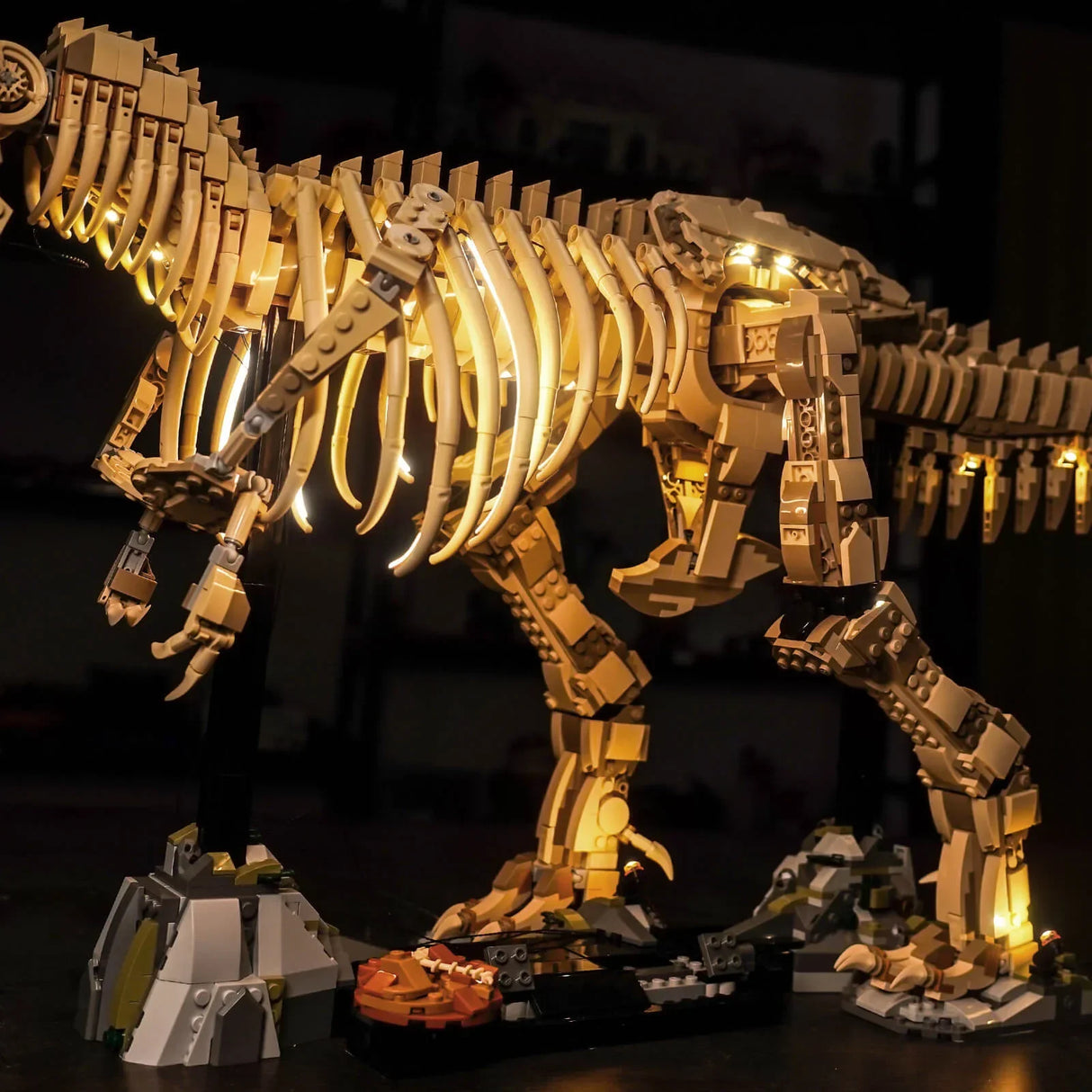 Kit d'éclairage LED pour fossiles de dinosaures LEGO : Tyrannosaurus rex (76968) avec télécommande