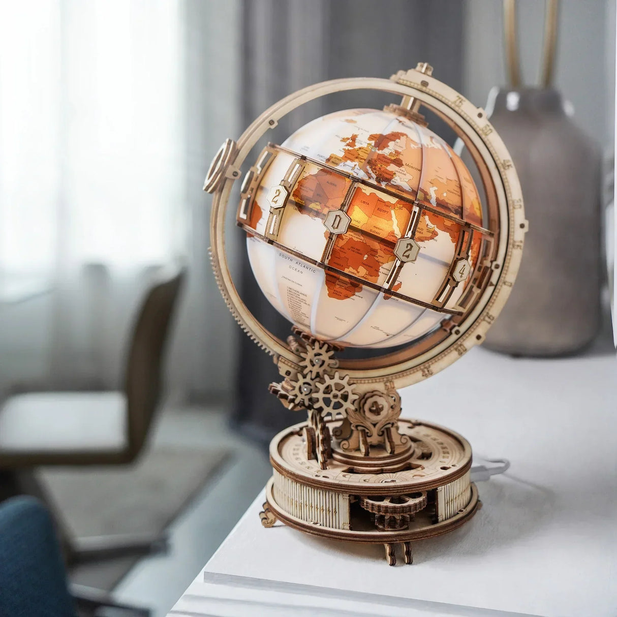 Globe lumineux - Kit de construction en bois 3D