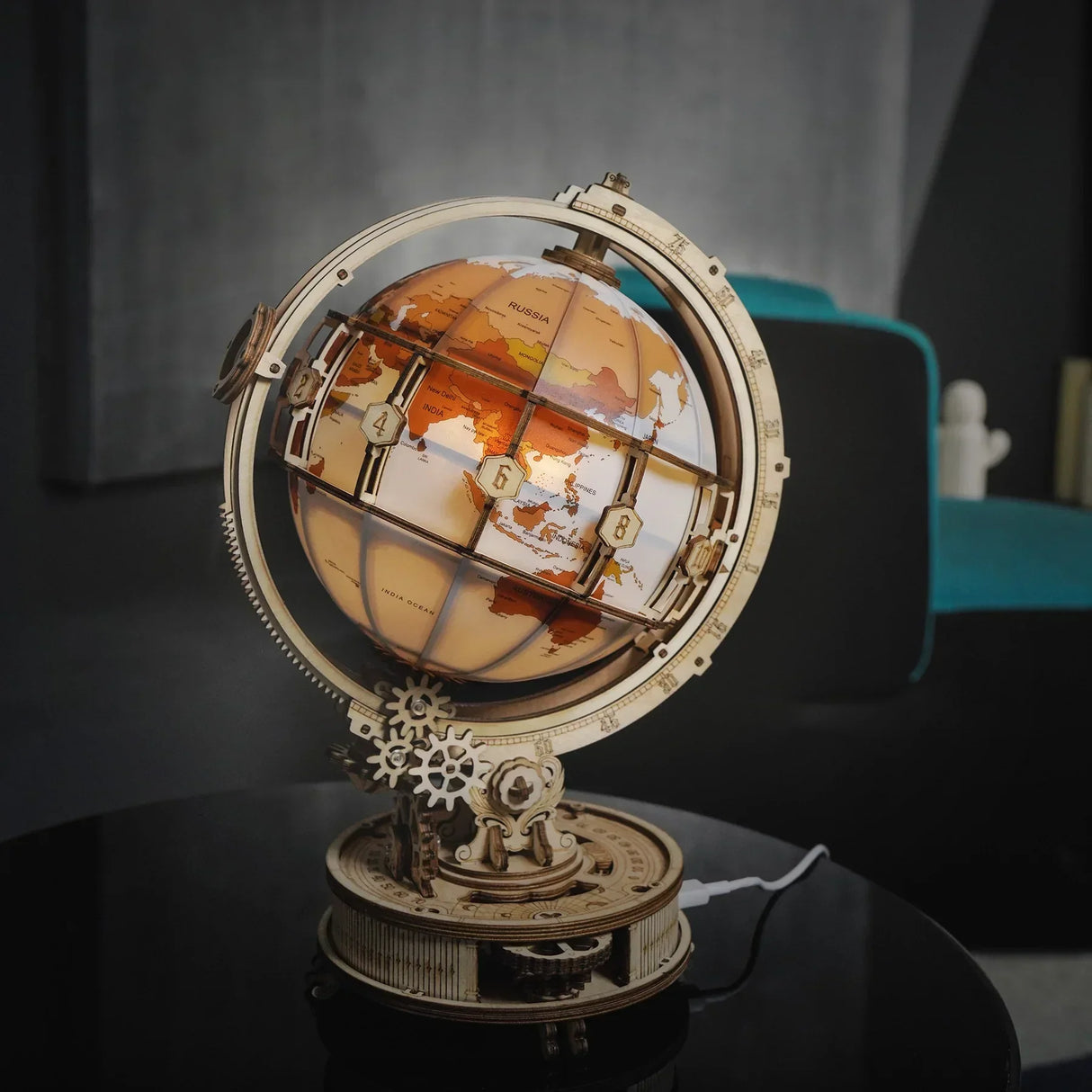 Globe lumineux - Kit de construction en bois 3D