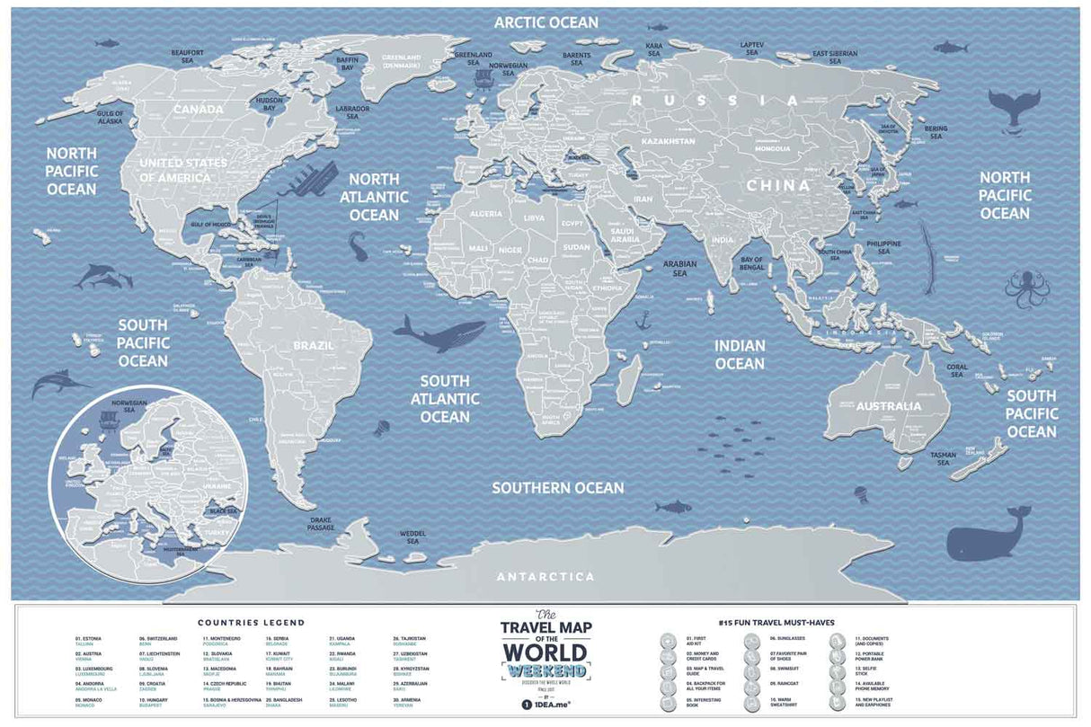 Travel Map® Weekend World - Rubbel-Weltkarte / Scratch Map