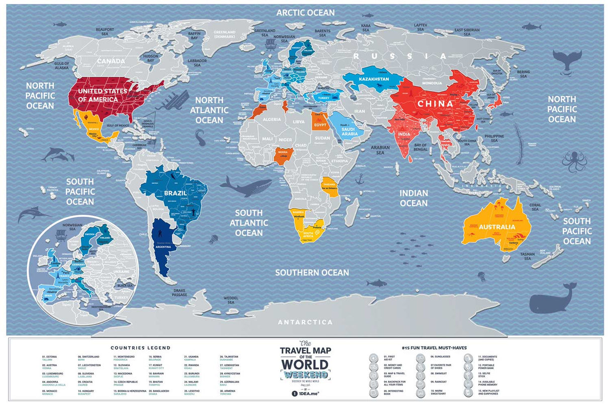 Travel Map® Weekend World - Rubbel-Weltkarte / Scratch Map