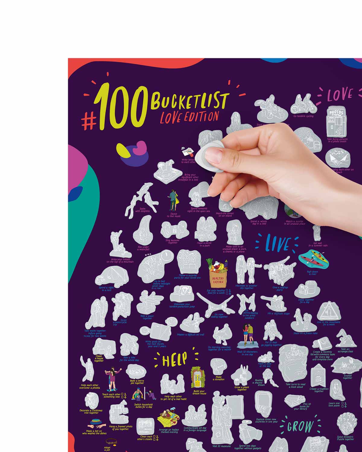 Love 100 Bucketlist - Rubbelposter / Scratch Map