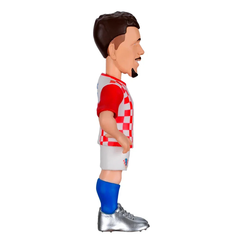 Kroatischer Fußballspieler Bobblehead in rot-weiß kariertem Trikot und blauen Socken