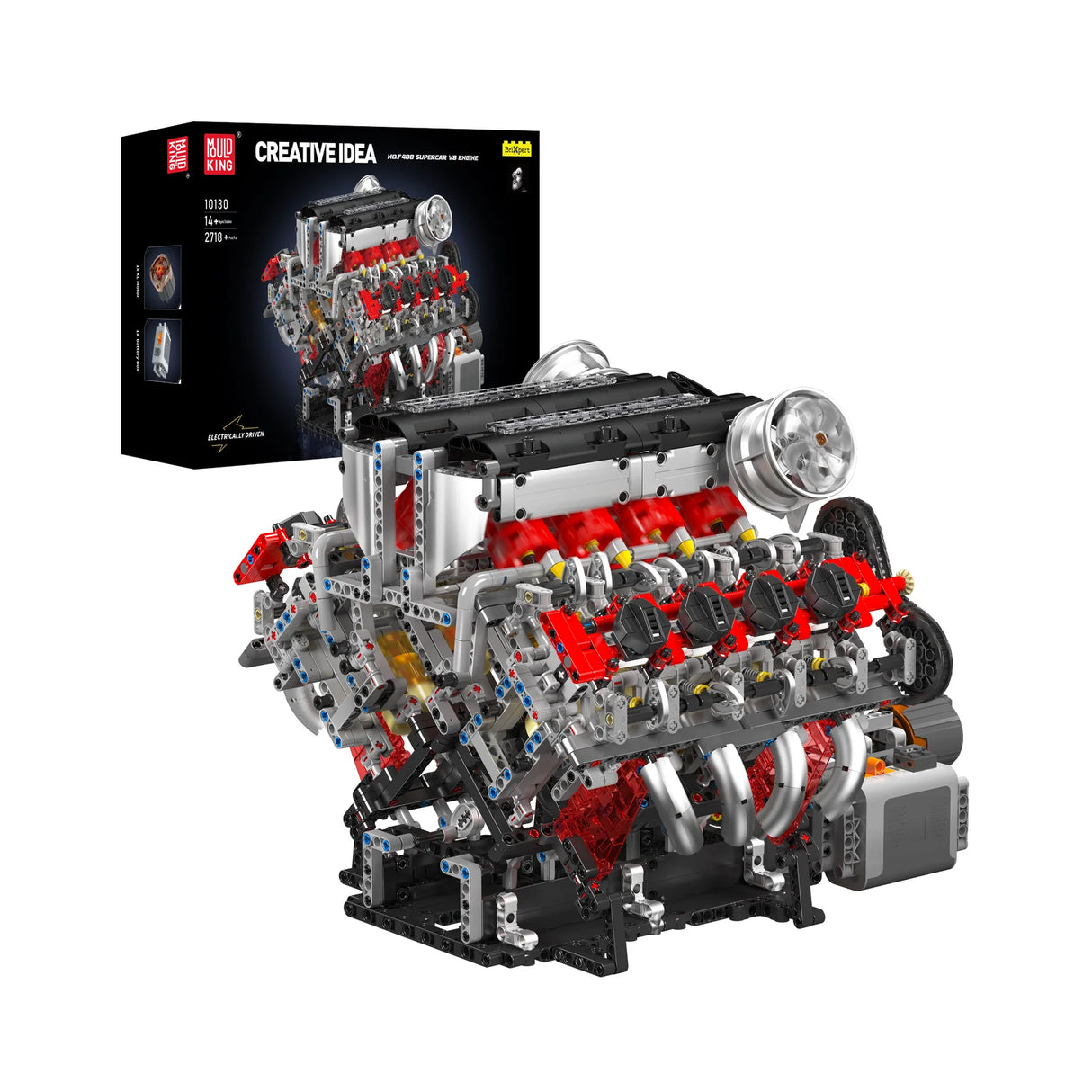 F488 Supercar V8 Motor (Elektrisch) - Klemmbausteine