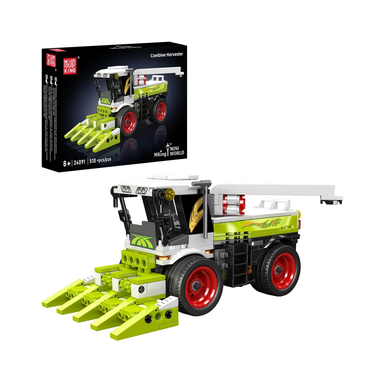 Mould King Mähdrescher Bausatz mit 510 Teilen und Verpackung