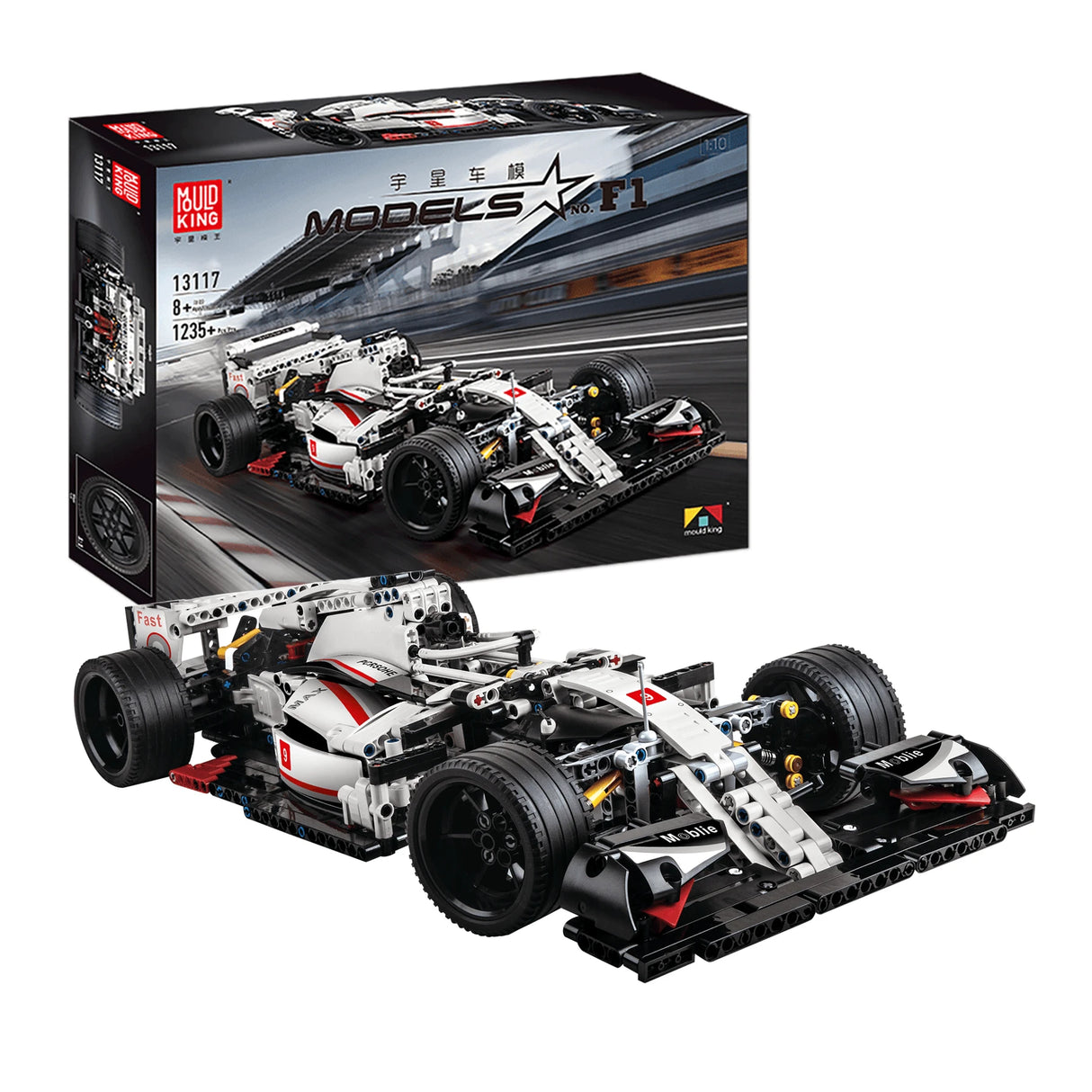 Rennwagen "F1-White" - Klemmbausteine