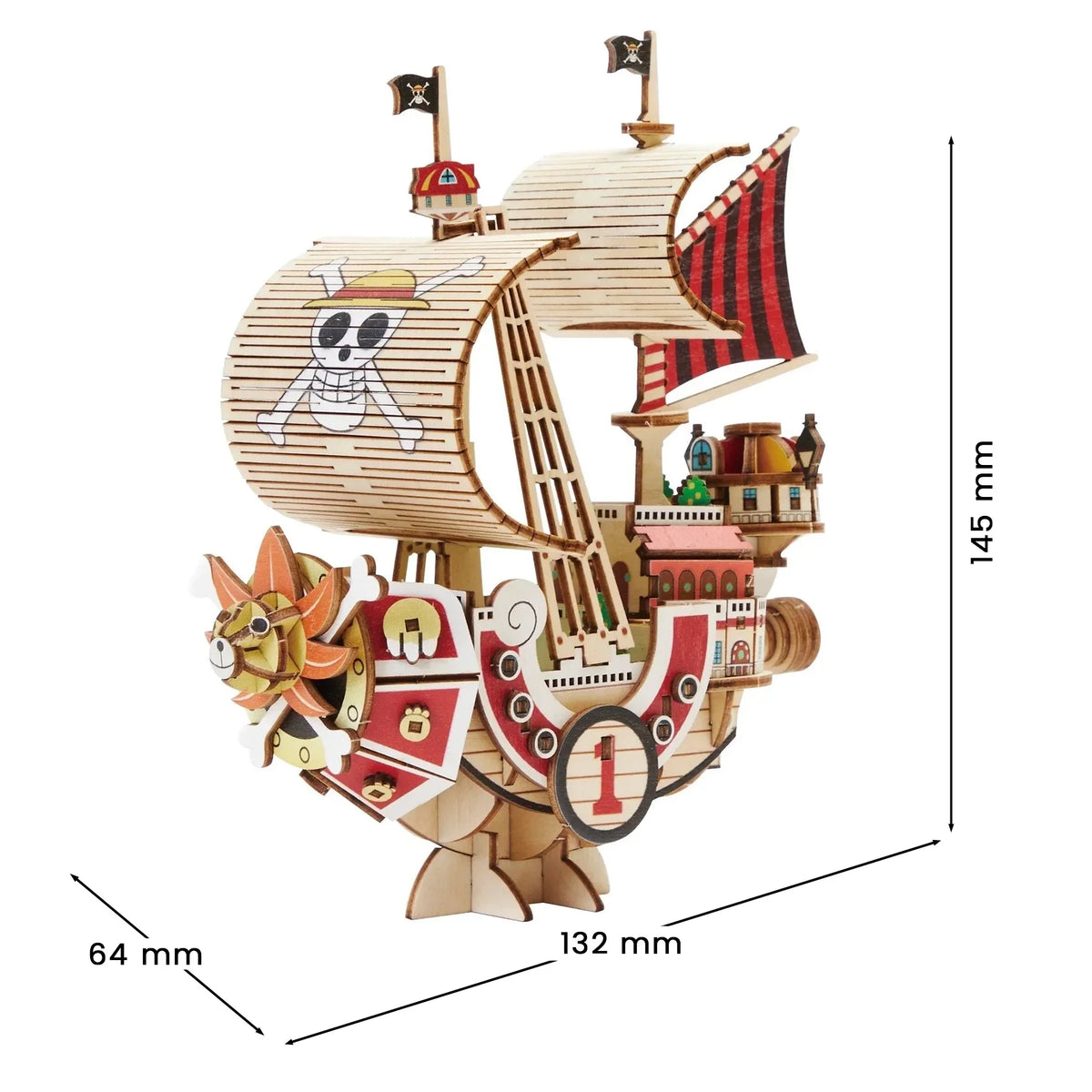 One Piece Thousand Sunny 3D Holzpuzzle mit Maßen