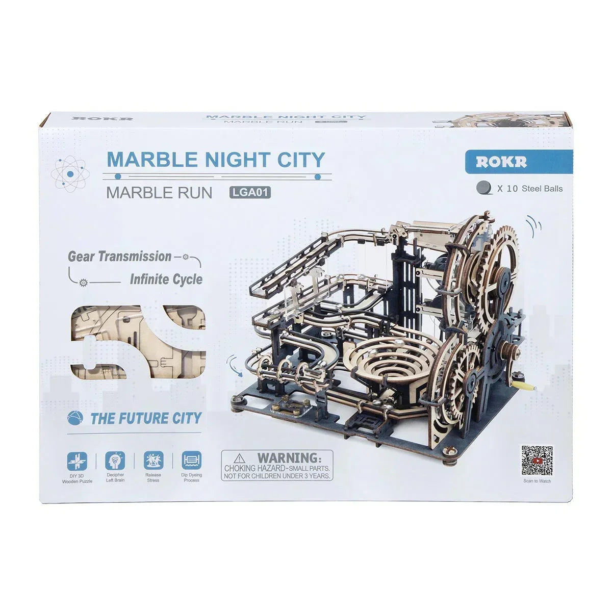 Circuit à billes Night City - Kit de construction en bois 3D
