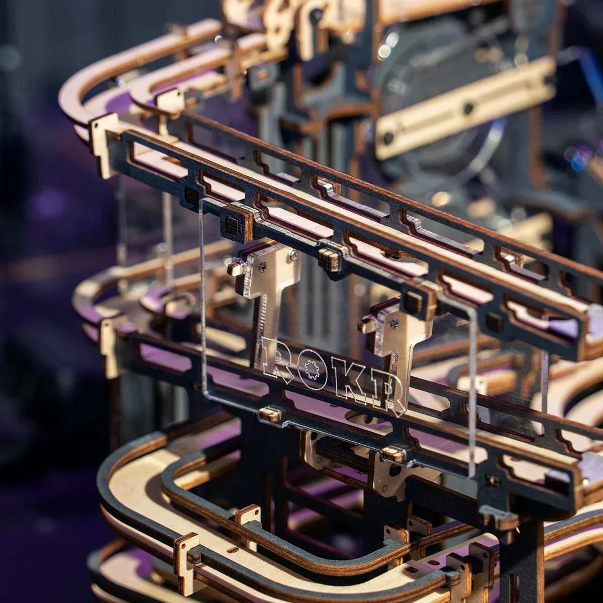 Circuit à billes Night City - Kit de construction en bois 3D