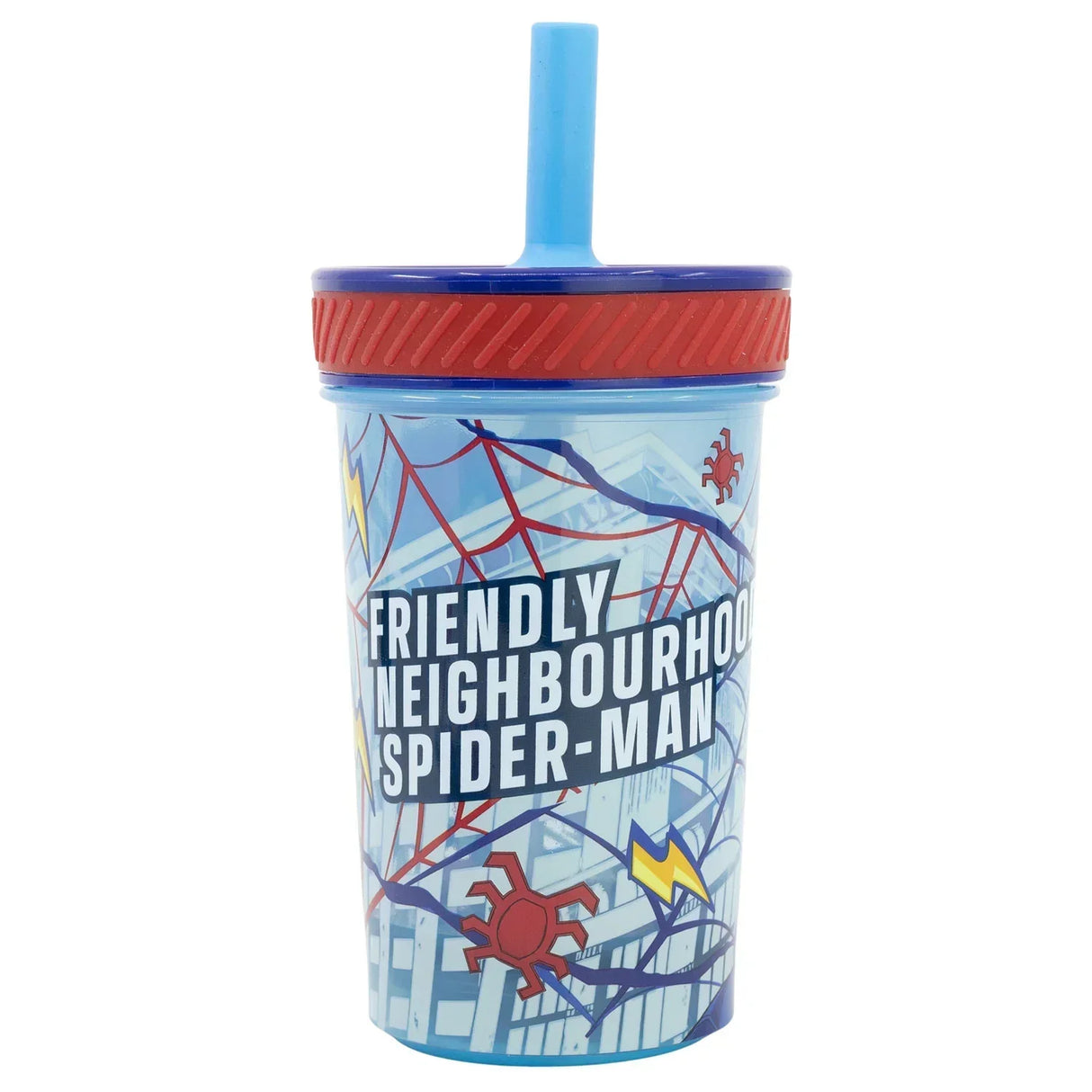 Gobelet Spiderman « Dimension » - Résistant aux chutes - Anti-fuite avec paille en silicone (370 ml)