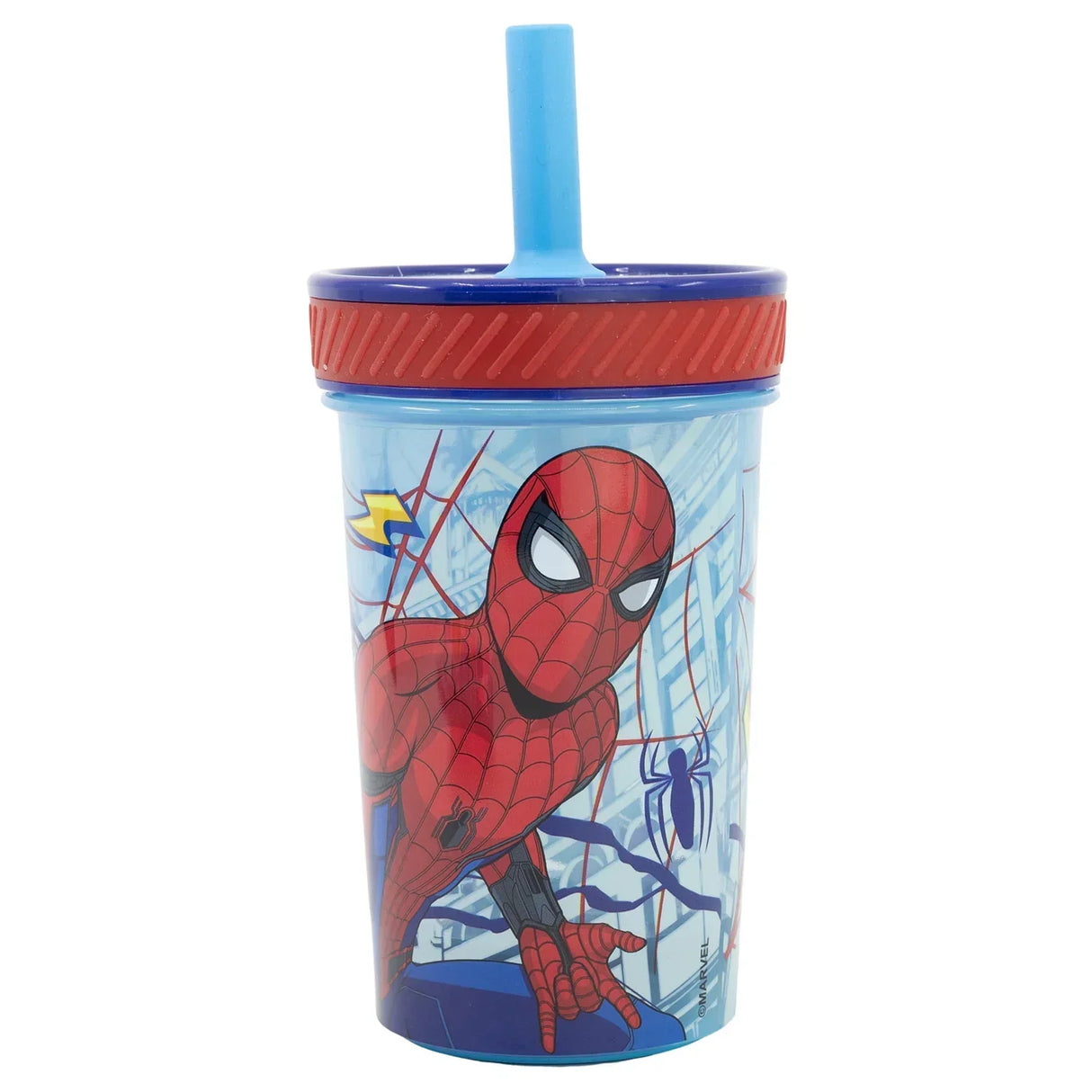 Gobelet Spiderman « Dimension » - Résistant aux chutes - Anti-fuite avec paille en silicone (370 ml)