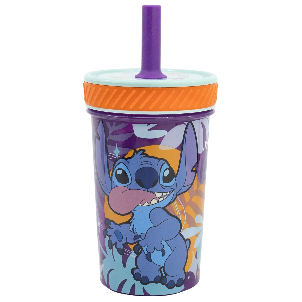 Stitch "Aloha" - Drop Safe - Gobelet anti-fuite avec paille en silicone (370 ml)