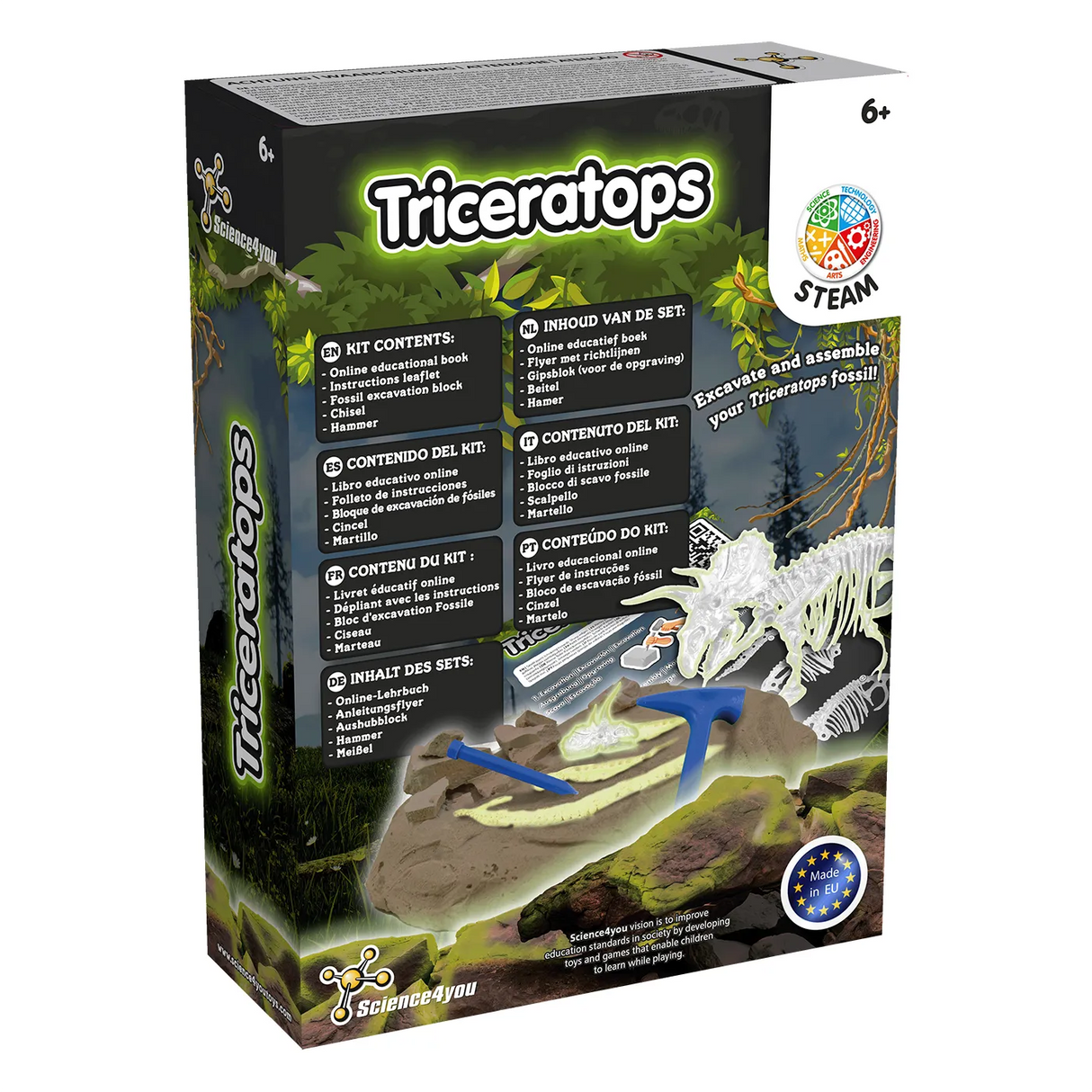 Leuchtender Triceratops - Ausgrabungs-Kit