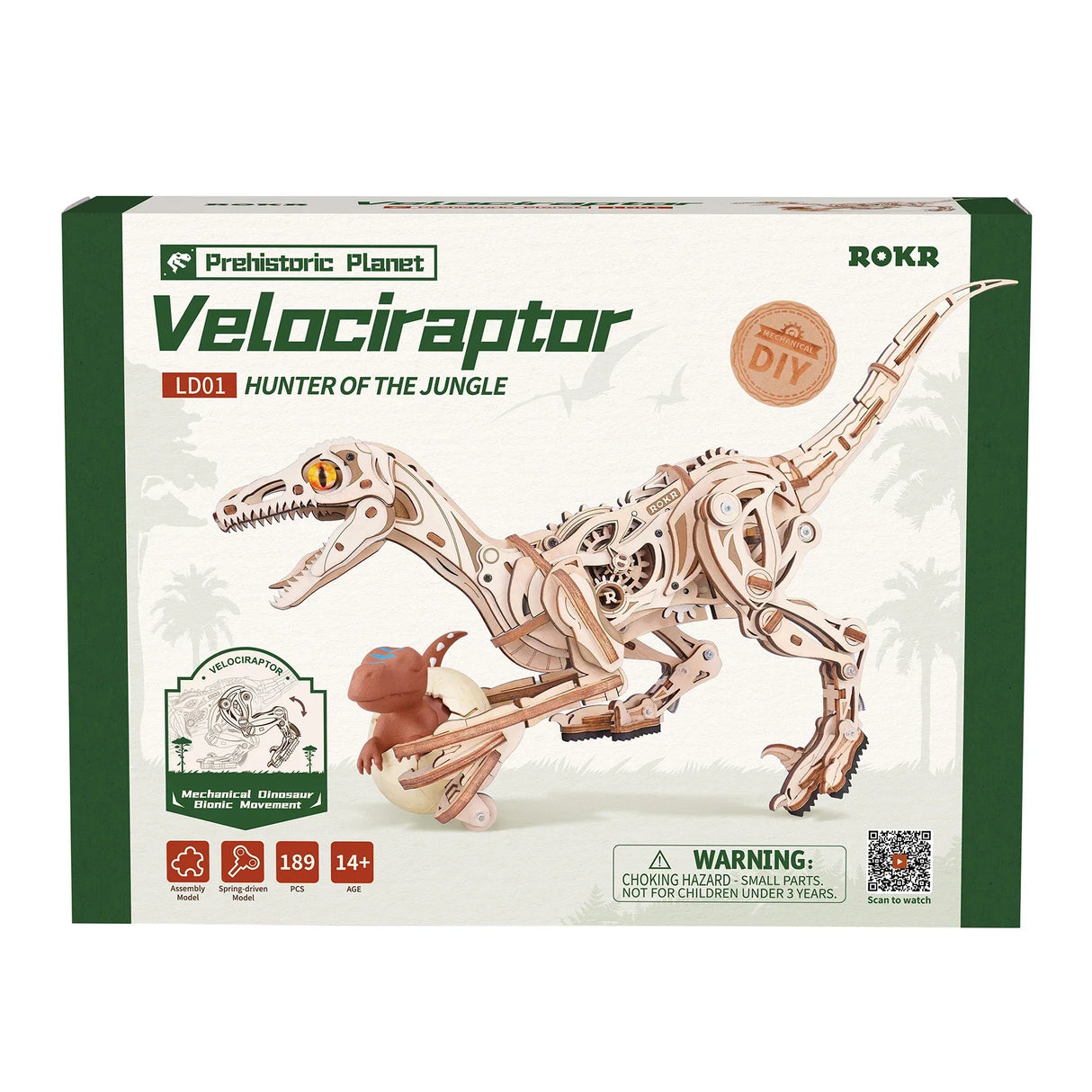 Vélociraptor - Kit de construction en bois 3D
