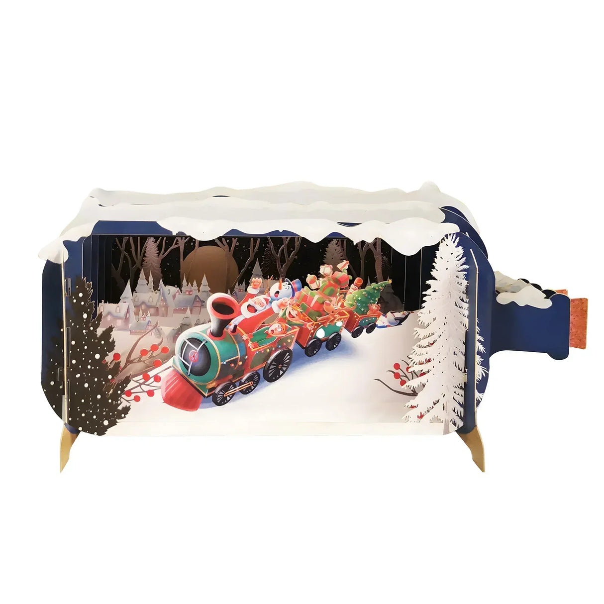 Train de Noël - Carte de Noël 3D pop-up