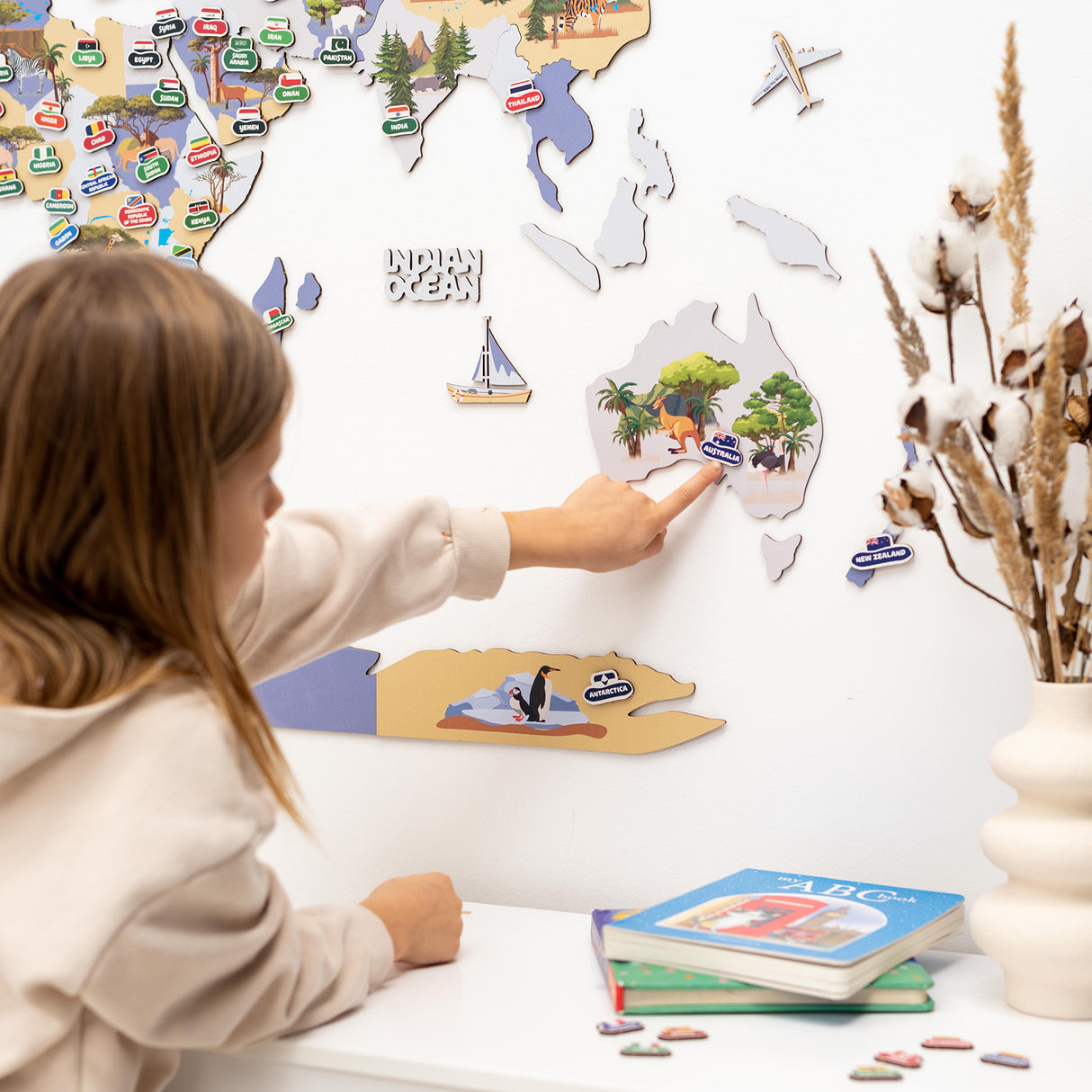 2D Kinder Weltkarte aus Holz - Wanddekoration