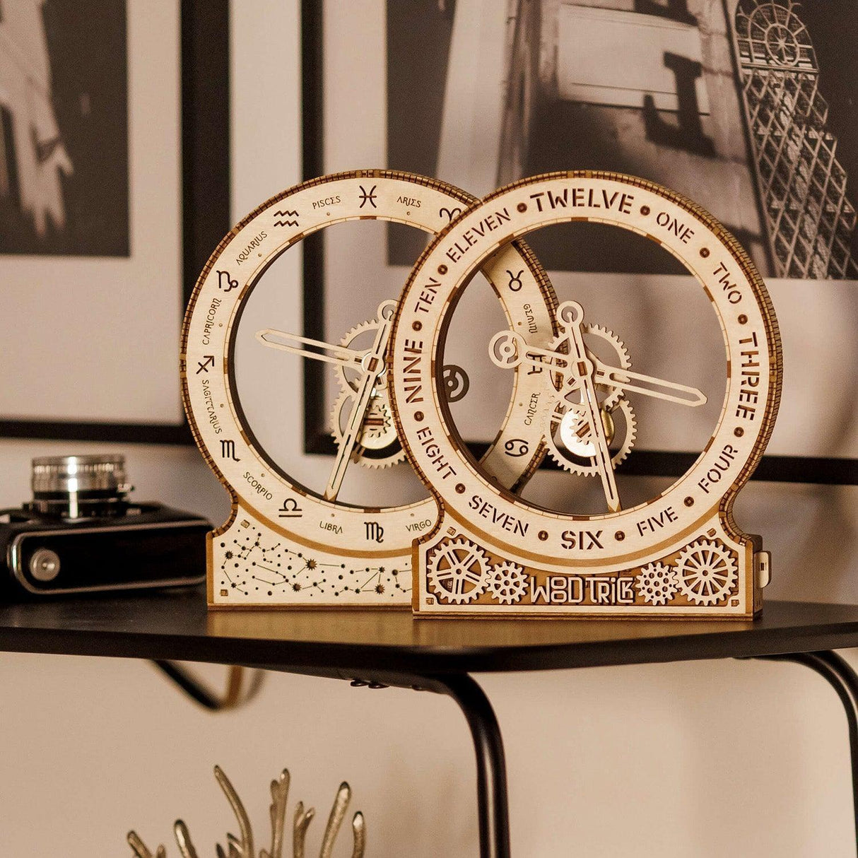 Kinetic Clock: Zodiac / Sternzeichen - 3D Holzbausatz (Elektrisch) - derdealer.ch