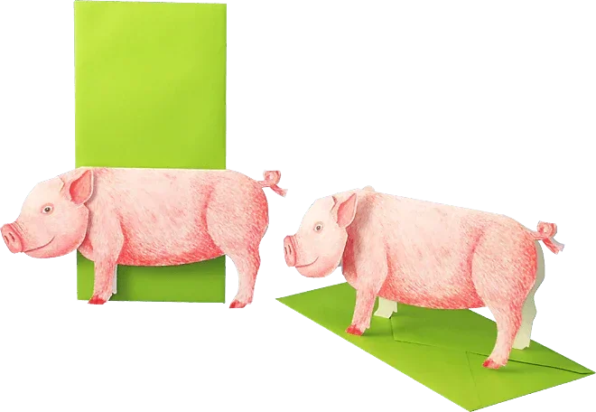 Schweinchen - 3D Grusskarte - derdealer.ch