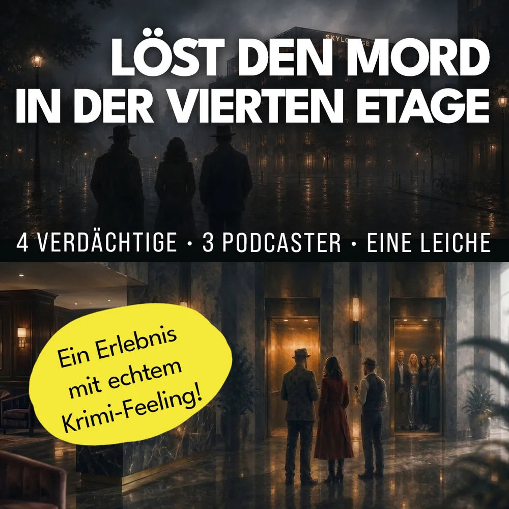 Mord in der vierten Etage: 4 Verdächtige, 3 Podcaster und 1 Leiche – der Fall des MAGNIFICUM Krimispiels