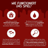 Krimidinner-Spielablauf: Gäste einladen, Rollen übernehmen, Hinweise diskutieren und den Mordfall lösen.