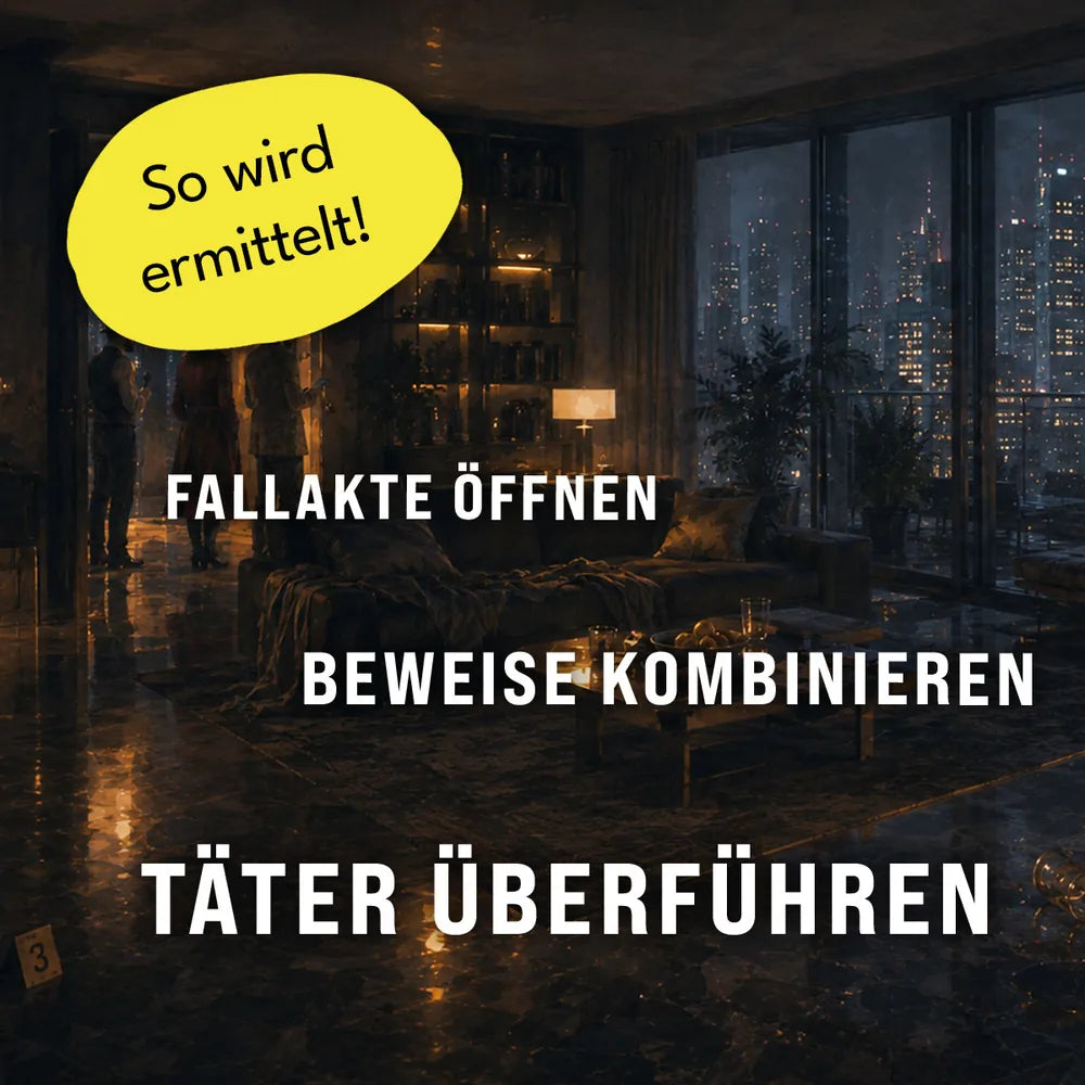 So wird ermittelt: Spielablauf des Krimispiels Mord in der vierten Etage von MAGNIFICUM