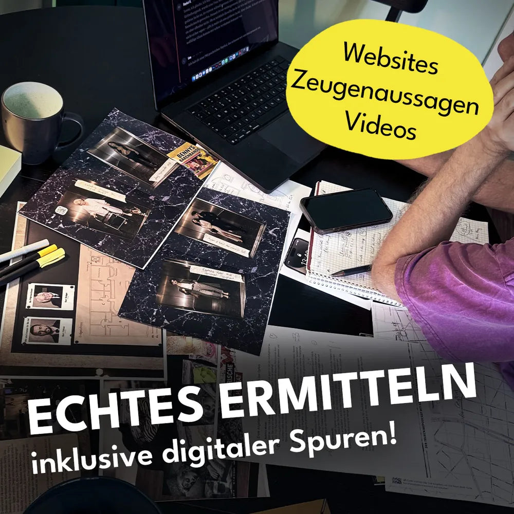 Digitale Spuren mit Videos und Websites im Krimispiel Mord in der vierten Etage
